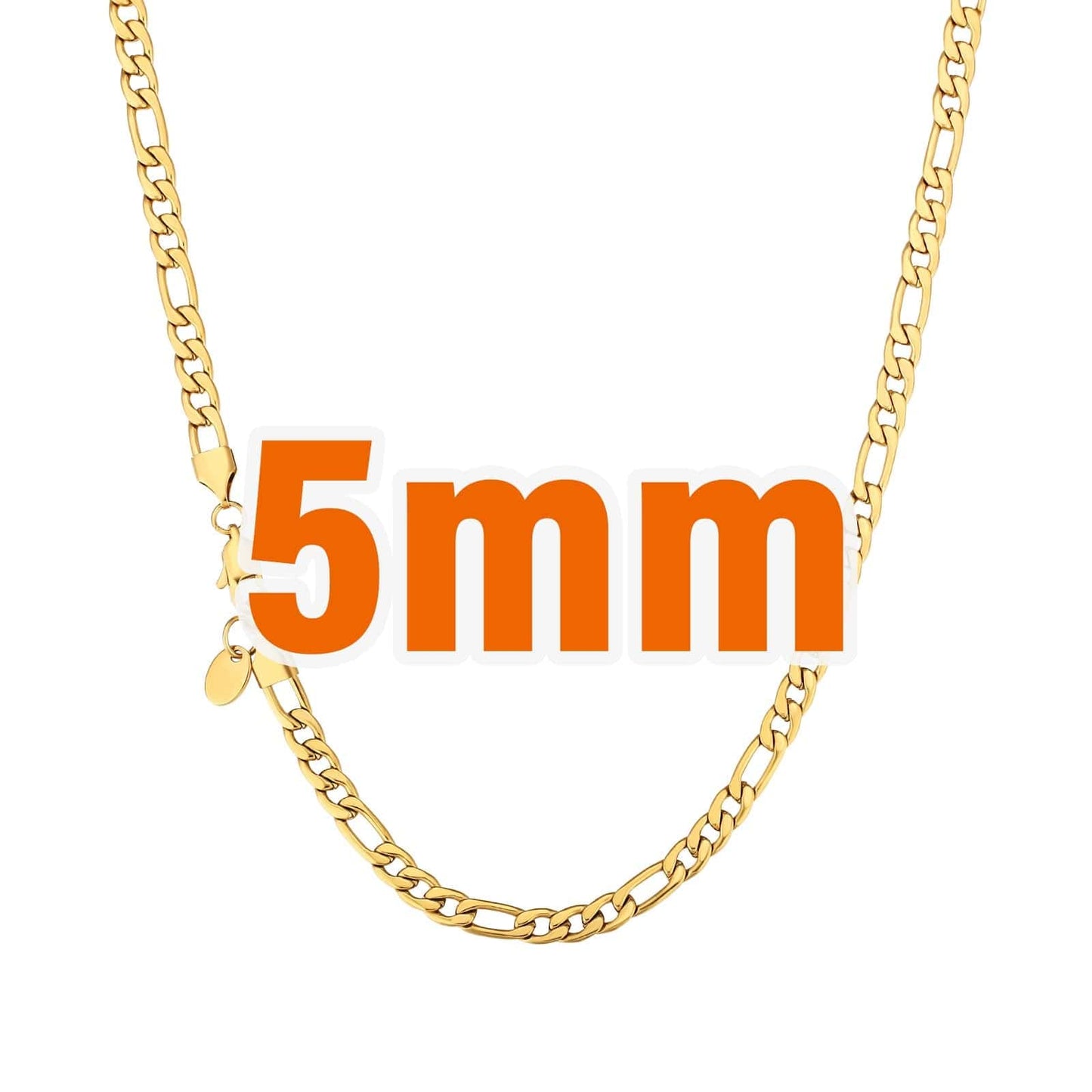 Wholesale Figaro chain Hip Hop Gold Chains 3mm-5mm PVD Stainless Steel for Women