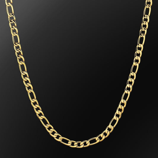 Wholesale  Figaro Chain 7mm Stainless Steel in 18K Gold