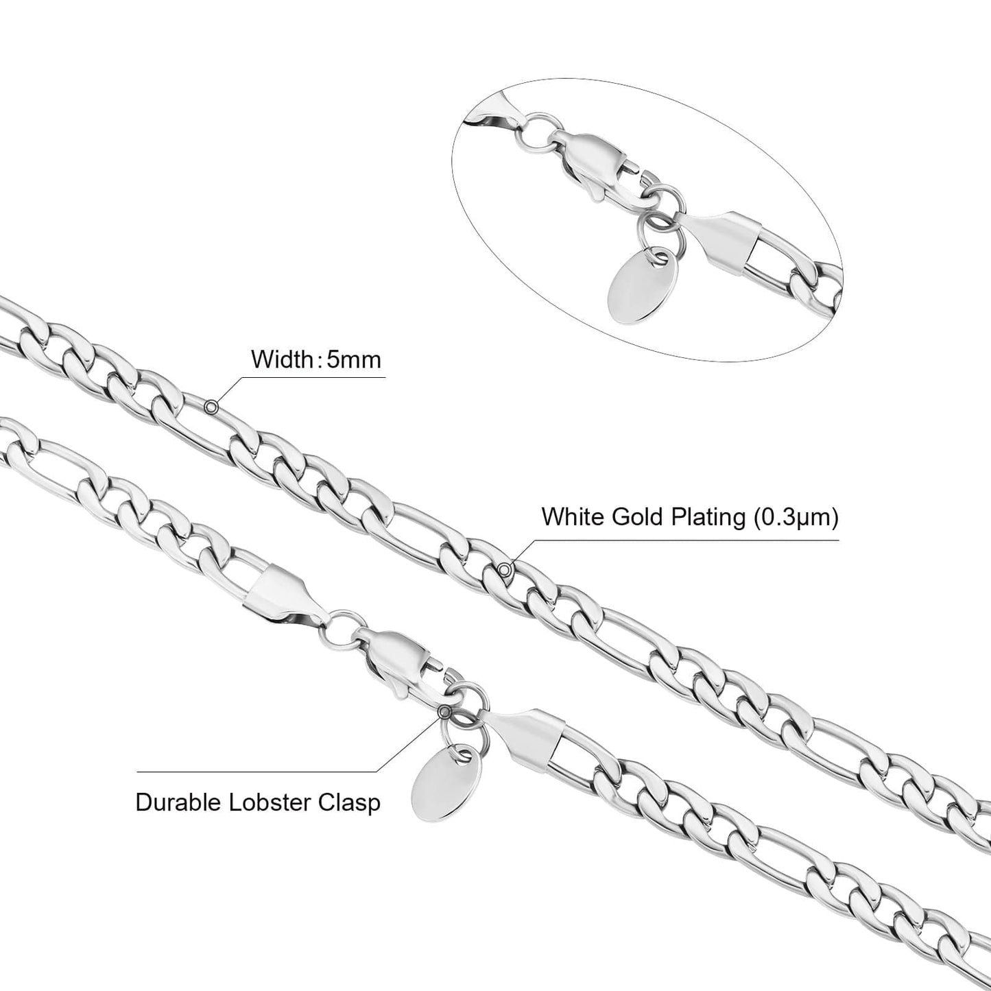 Wholesale Figaro Chain 5mm Stainless Steel