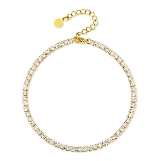 Wholesale Tennis Bracelet 3mm Tennis Gold Anklet Bracelet for Women Adjustable Size