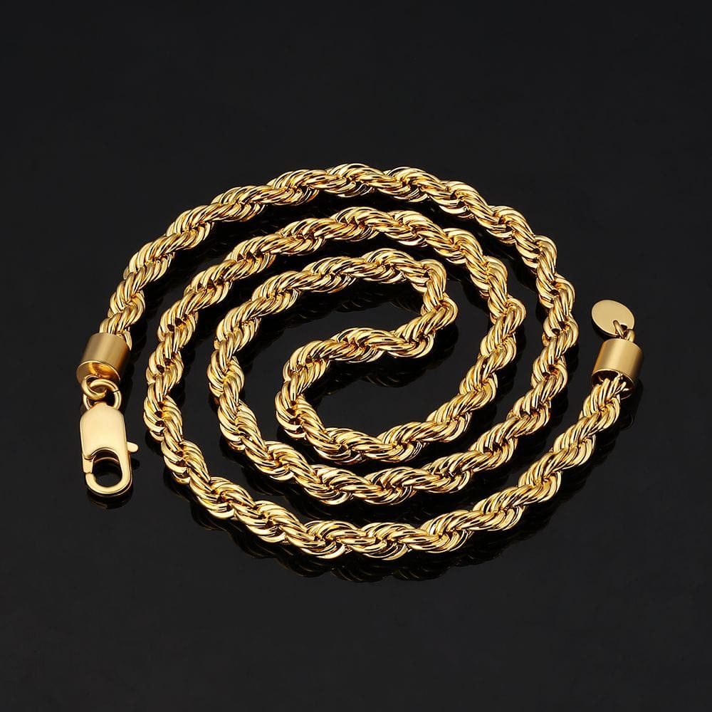 Wholesale Rope Chain 6mm Stainless steel with 18k gold plating