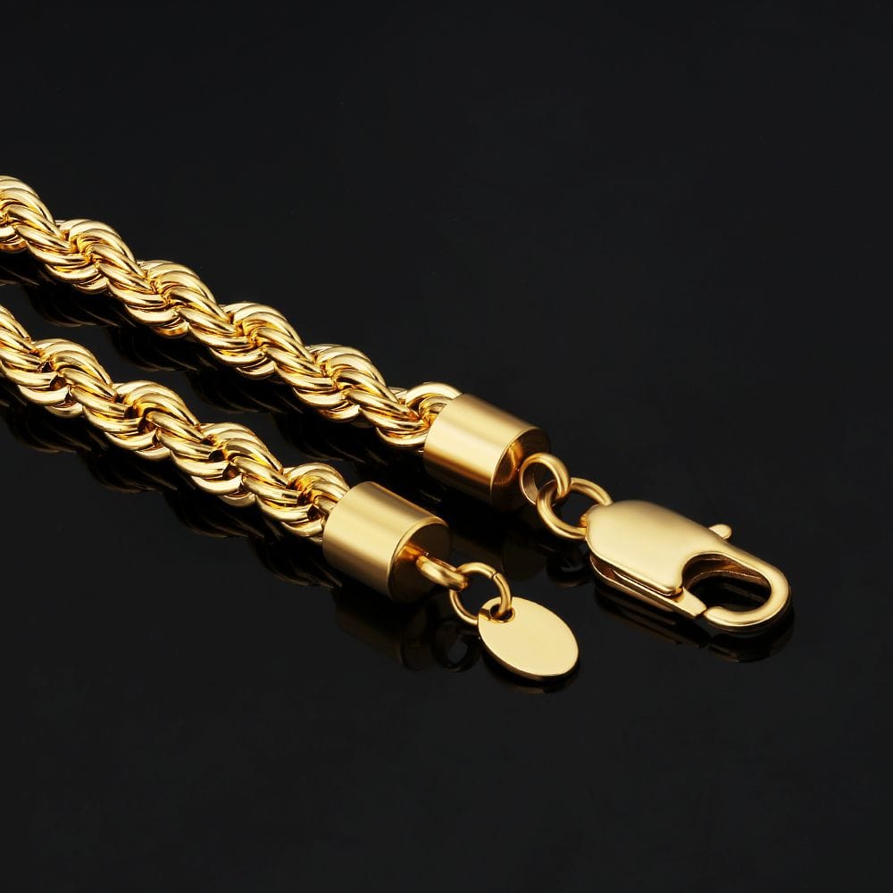 Wholesale Rope Chain 6mm Stainless steel with 18k gold plating