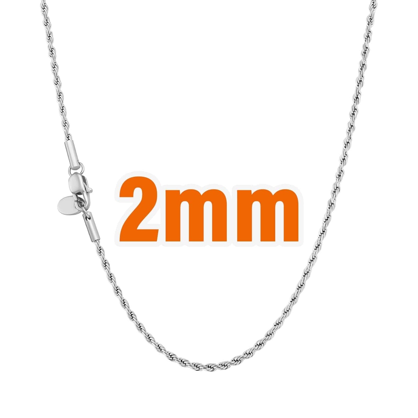 Wholesale Rope chain Hip Hop Gold Chains 2mm-3mm PVD Stainless Steel for Women