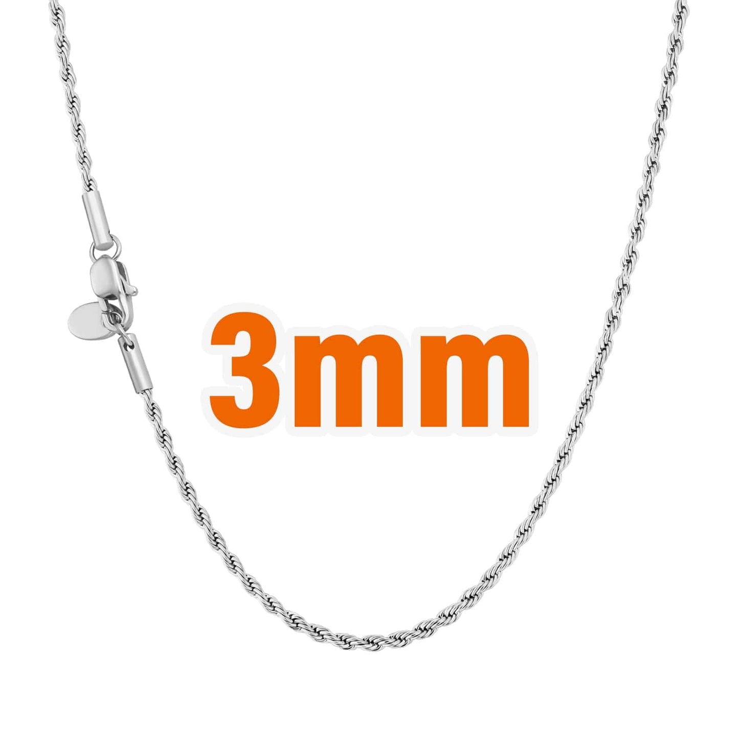 Wholesale Rope chain Hip Hop Gold Chains 2mm-3mm PVD Stainless Steel for Women