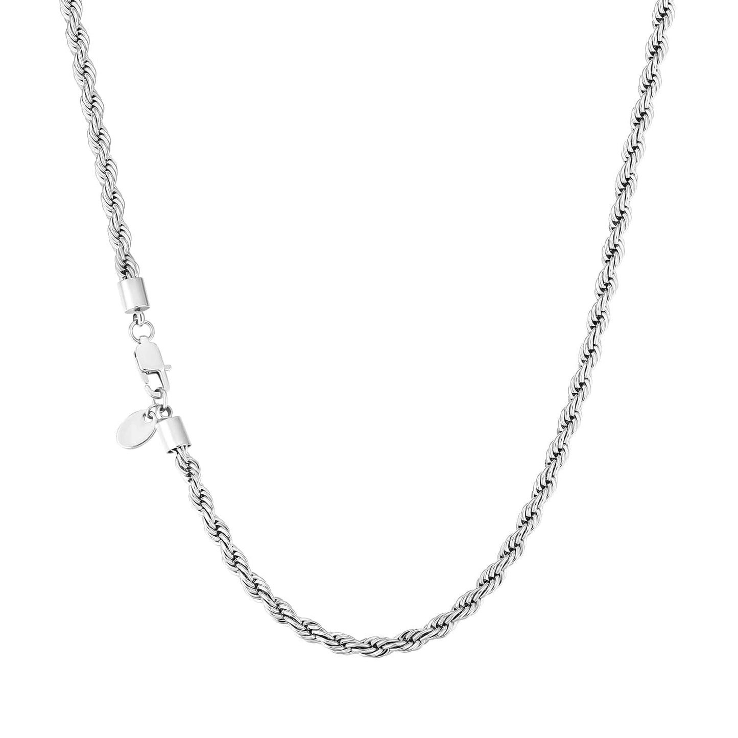 Wholesale Mens Rope Chain Stainless Steel 4mm in White Gold