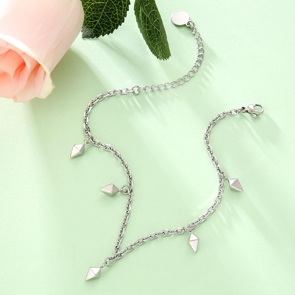 Wholesale Stainless Steel Anklets 3mm Anklet Bracelet for Women with Rhombohedron Adjustable Size