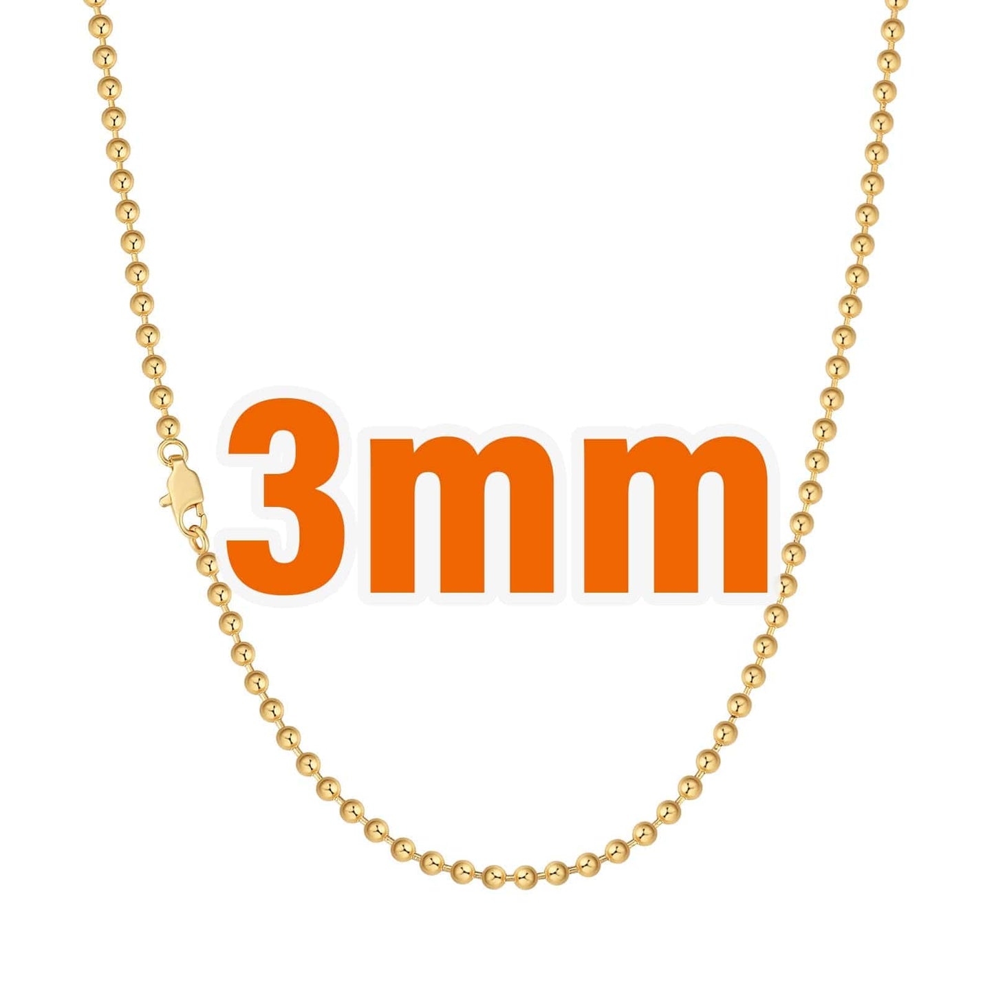 Wholesale Hip Hop Tiny Ball Chain Gold Chains 18K Gold 2.5mm-3mm PVD Stainless Steel for Women