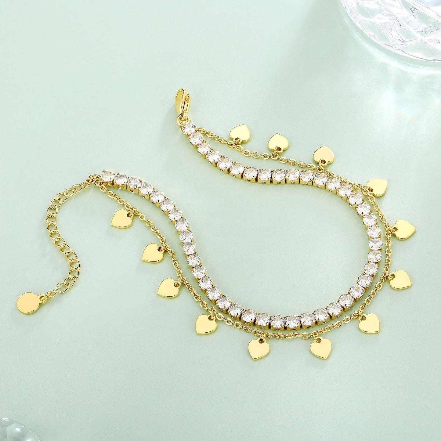 Wholesale 4mm Heart Anklet Bracelet for Women Adjustable Size