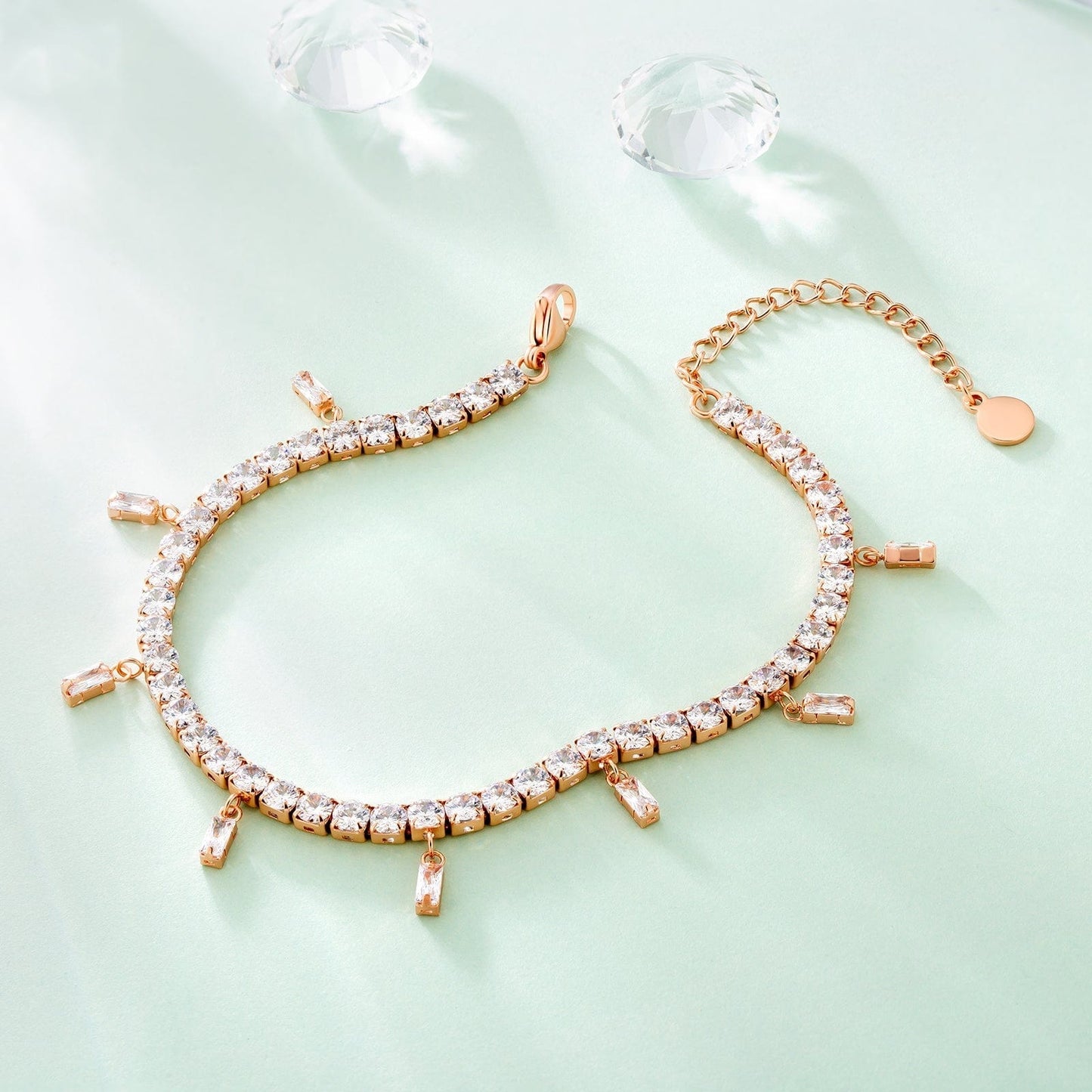 Wholesale 4mm Tennis Charm Anklet Bracelet for Women Adjustable Size