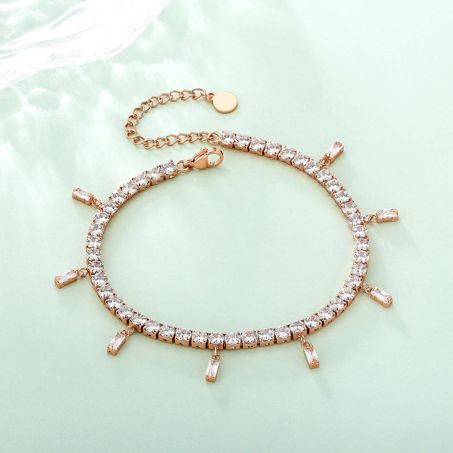 Wholesale 4mm Tennis Charm Anklet Bracelet for Women Adjustable Size