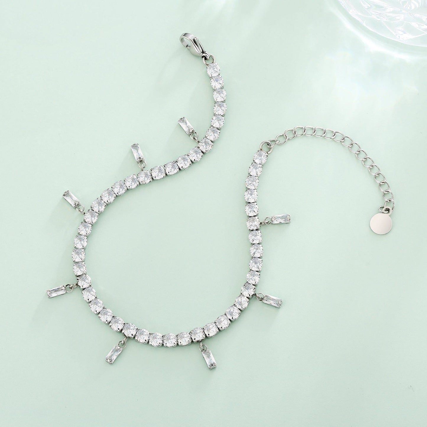 Wholesale 4mm Tennis Charm Anklet Bracelet for Women Adjustable Size