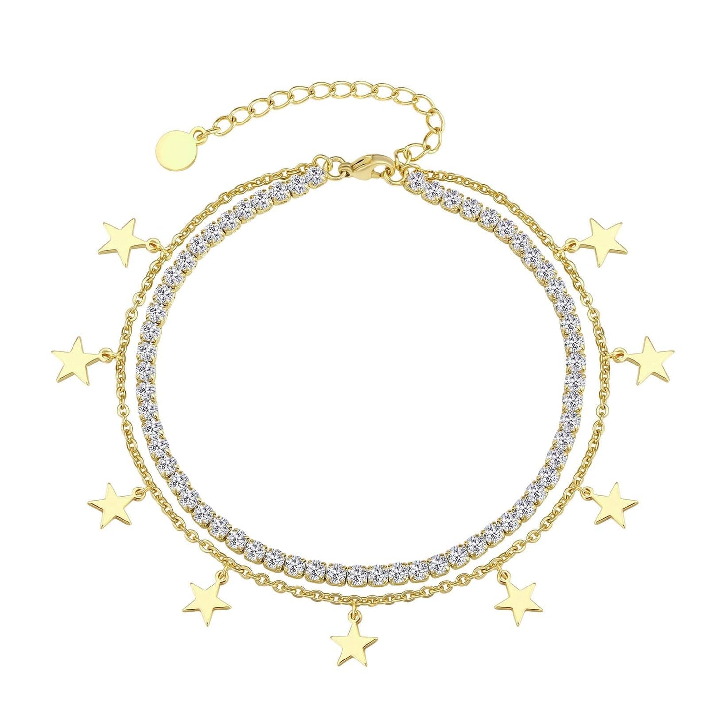 Wholesale 4mm Tennis Stars Anklet Bracelet for Women Adjustable Size