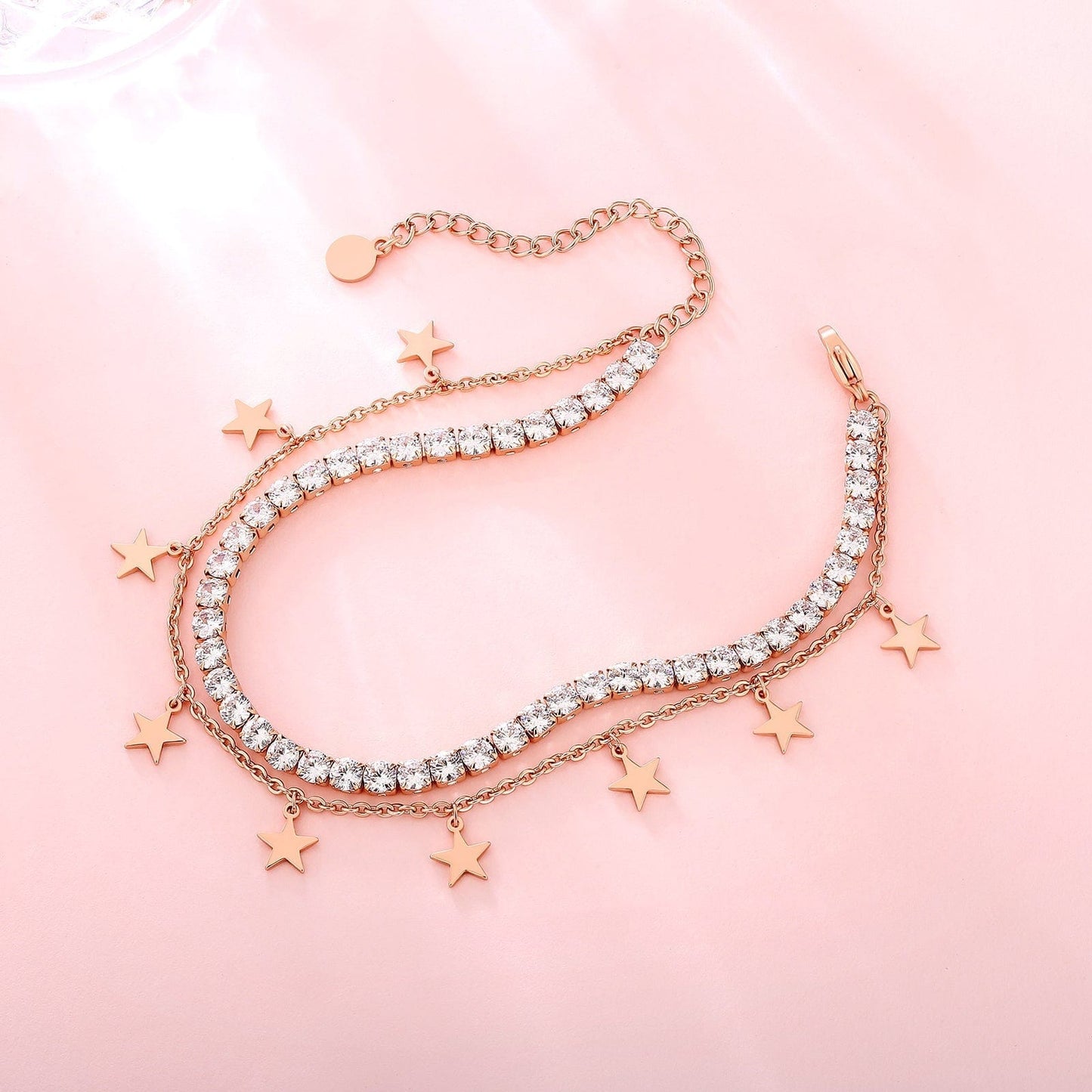 Wholesale 4mm Tennis Stars Anklet Bracelet for Women Adjustable Size