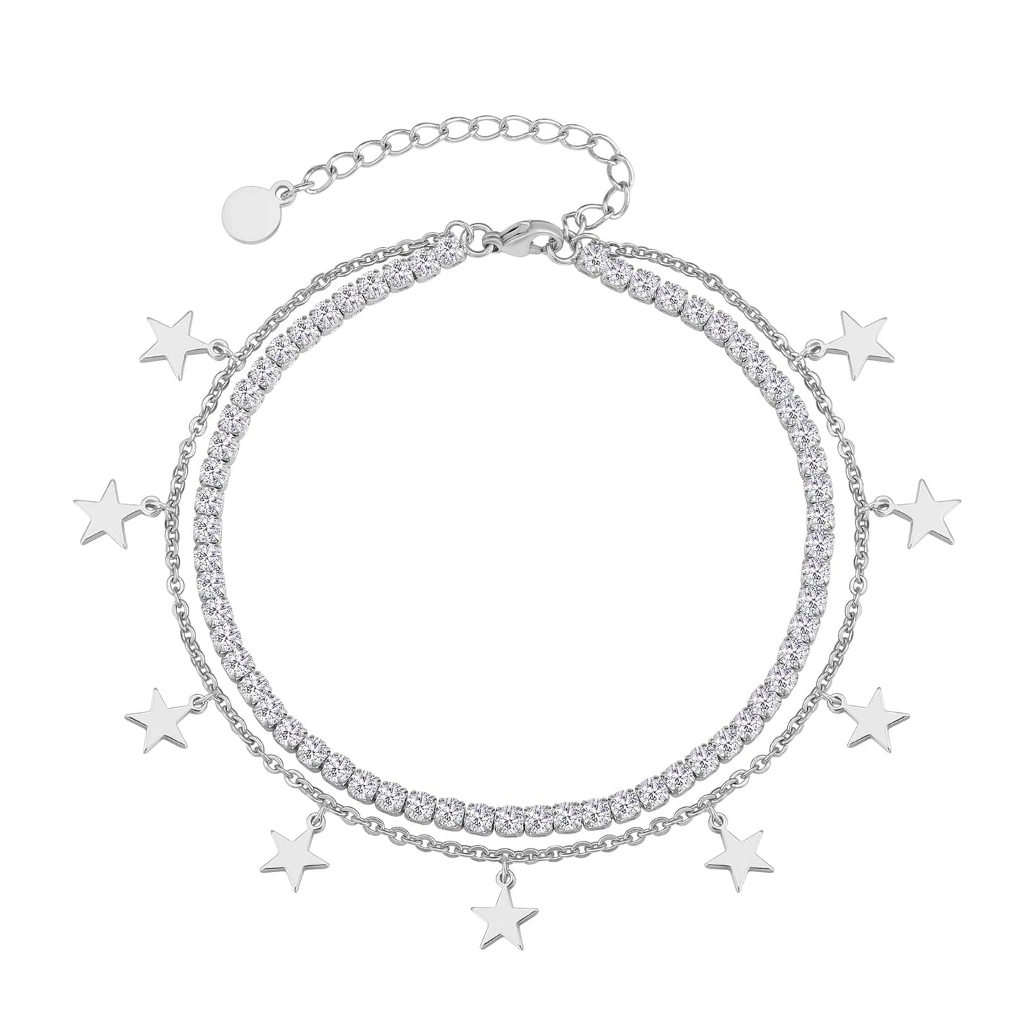 Wholesale 4mm Tennis Stars Anklet Bracelet for Women Adjustable Size