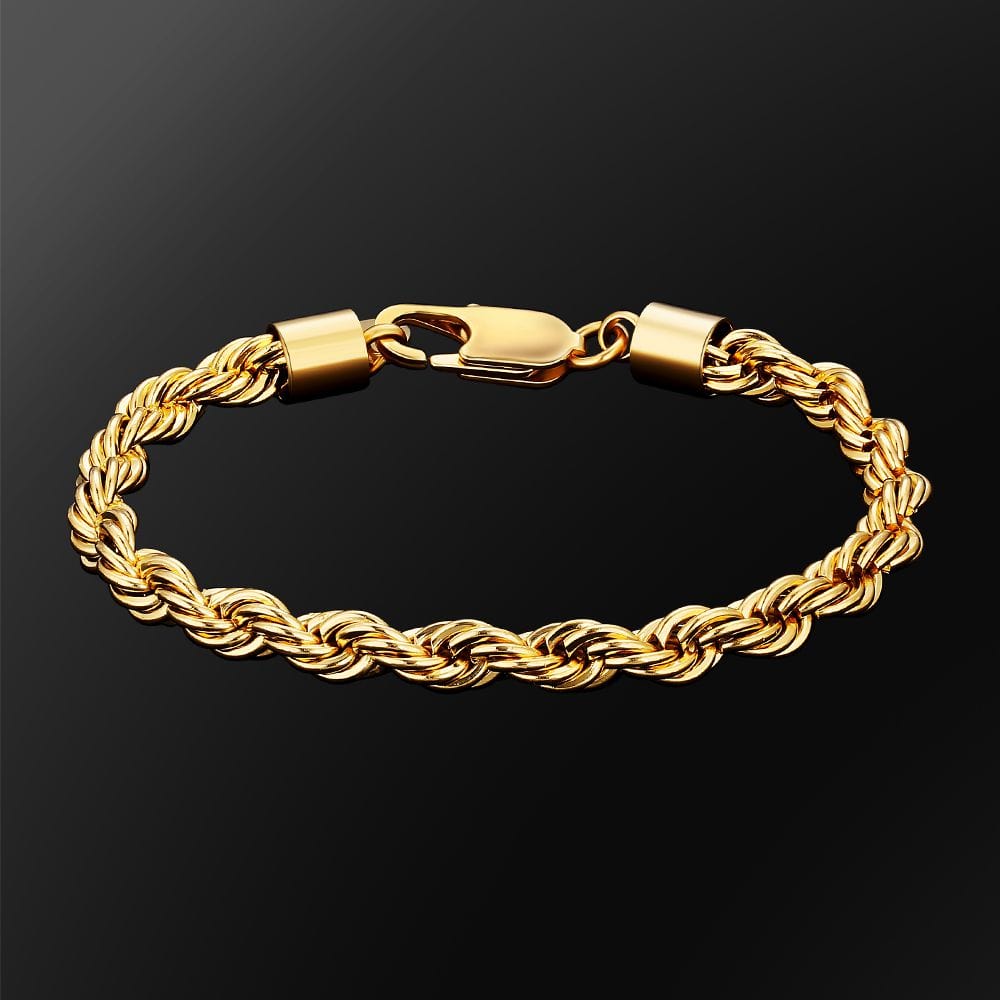 Wholesale Rope Bracelet for Men's 6mm in 18K Gold/White Gold