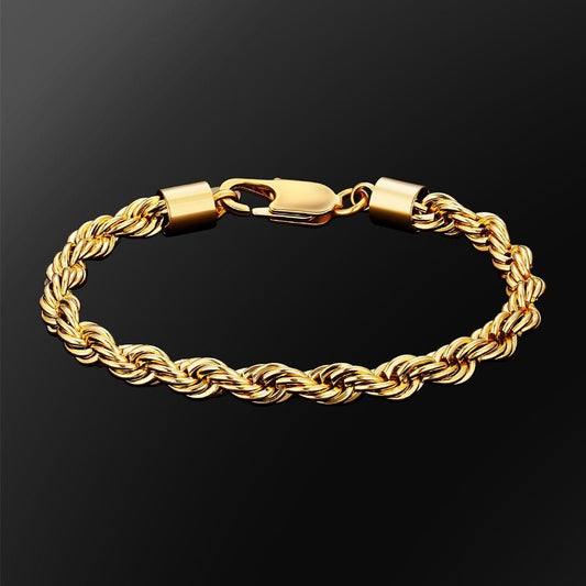 Wholesale Rope Bracelet for Men's 6mm in 18K Gold/White Gold