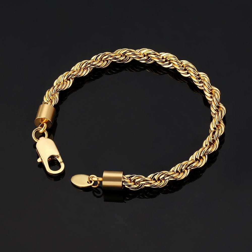 Wholesale Rope Bracelet for Men's 6mm in 18K Gold/White Gold