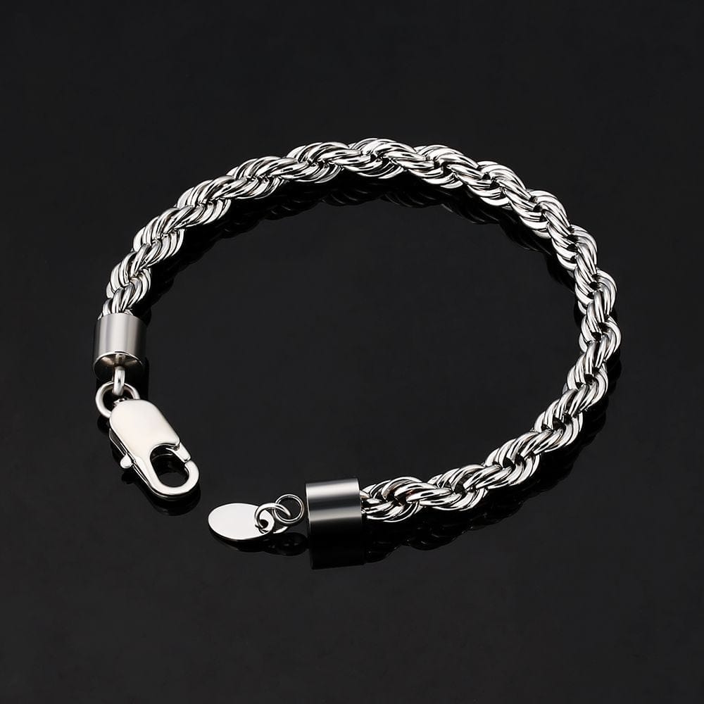 Wholesale Rope Bracelet for Men's 6mm in 18K Gold/White Gold