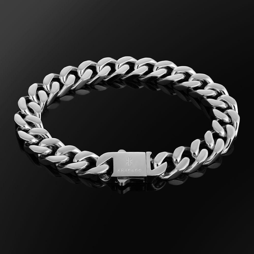 Wholesale 12mm Curb Cuban Chain Bracelets with Hook Buckle Clasp in White Gold/18K Gold