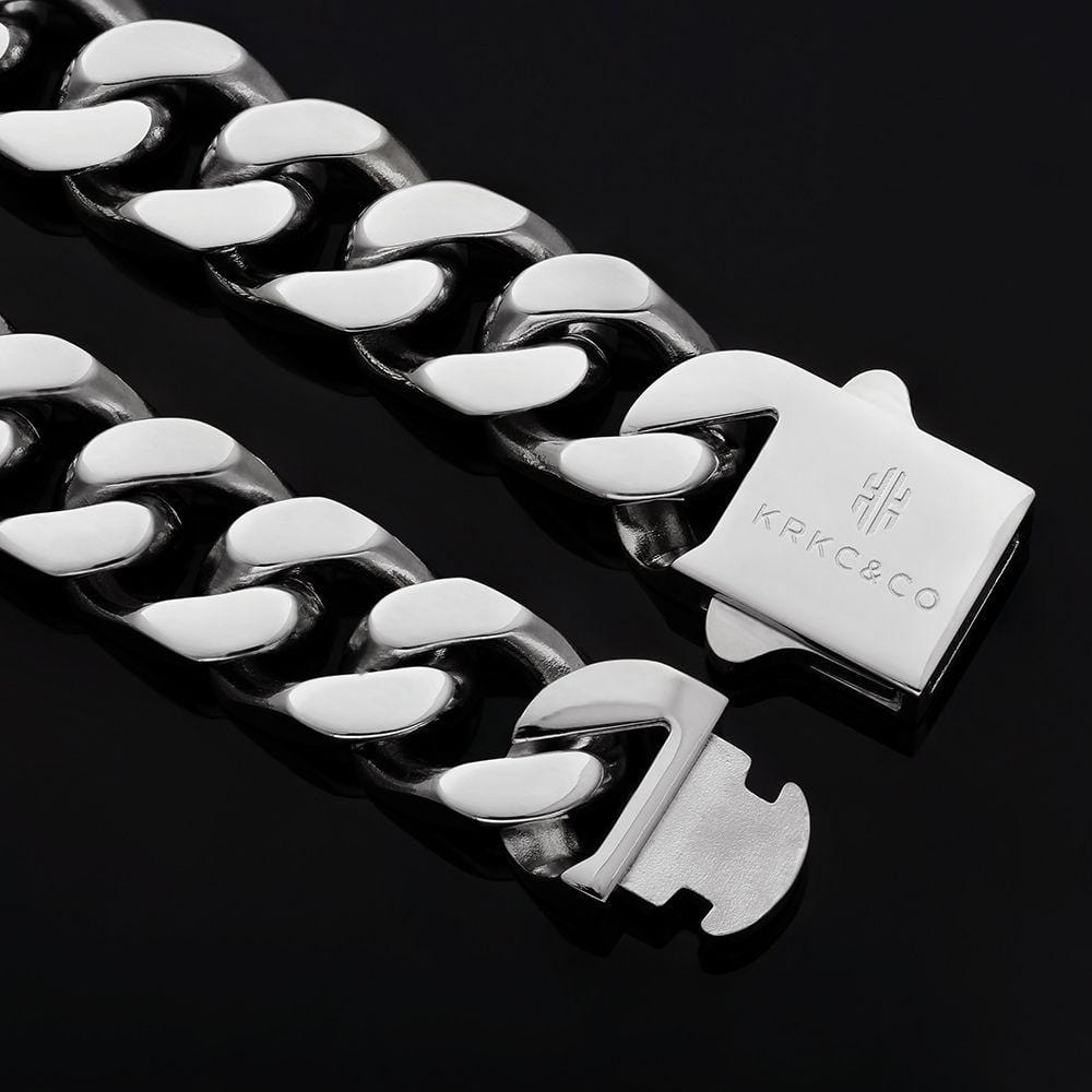 Wholesale 12mm Curb Cuban Chain Bracelets with Hook Buckle Clasp in White Gold/18K Gold