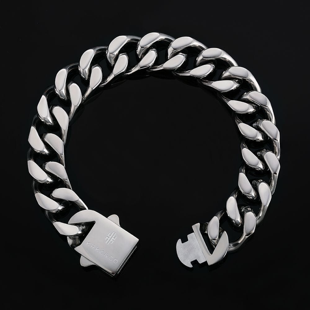 Wholesale 14mm Curb Chain Bracelets with Hook Buckle Clasp in White Gold/18K Gold