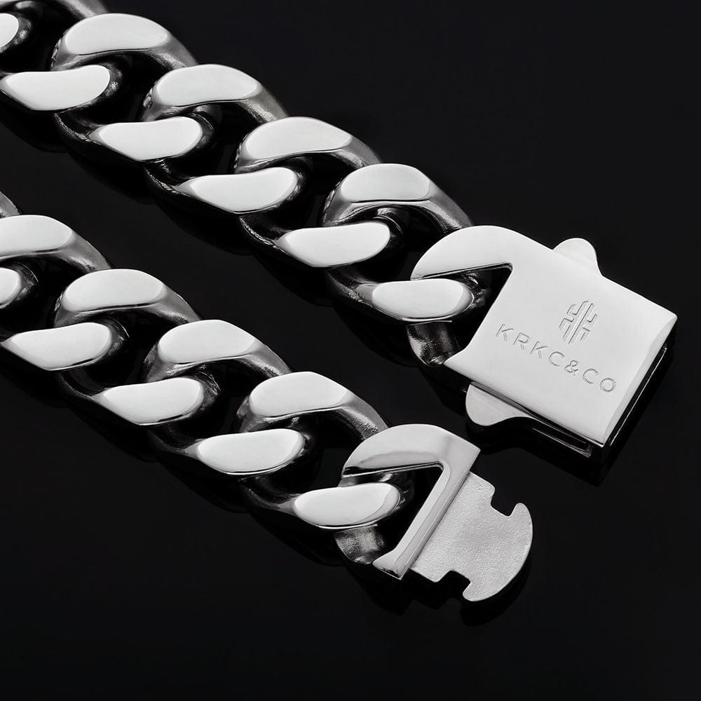 Wholesale 14mm Curb Chain Bracelets with Hook Buckle Clasp in White Gold/18K Gold