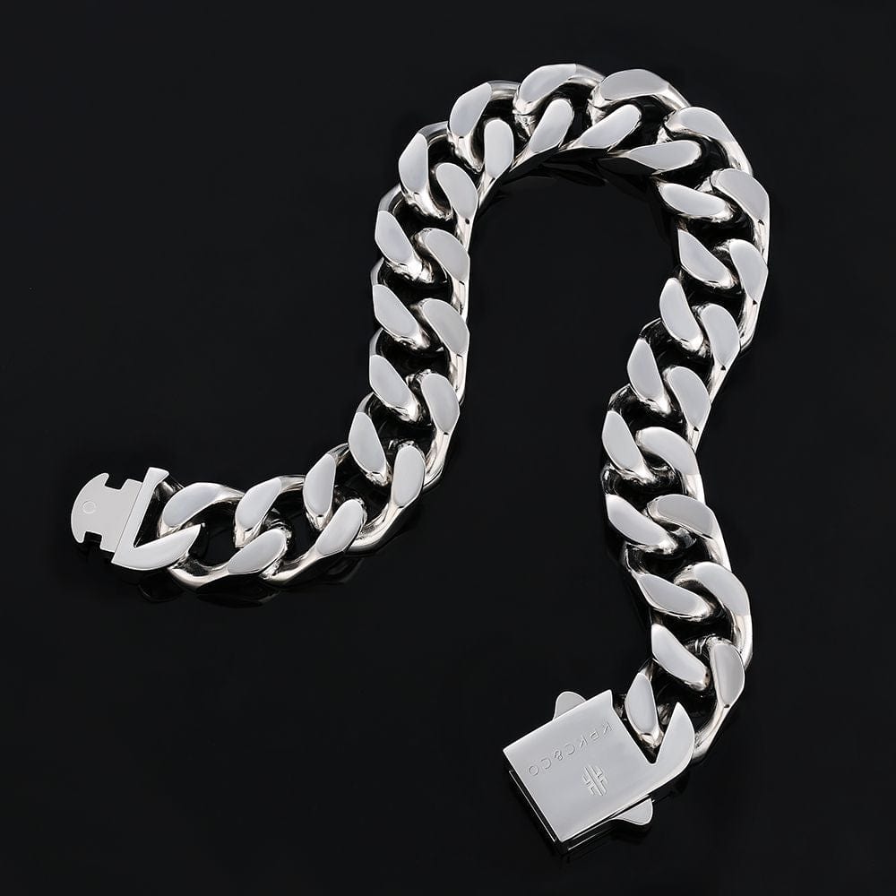 Wholesale 14mm Curb Chain Bracelets with Hook Buckle Clasp in White Gold/18K Gold