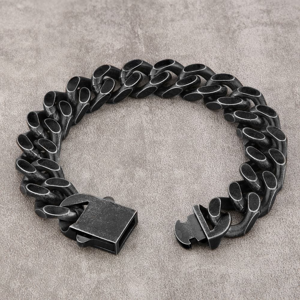 Wholesale Curb Chain Bracelets 14mm with Hook Buckle Clasp in Black Gold