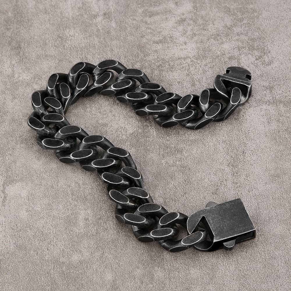 Wholesale Curb Chain Bracelets 14mm with Hook Buckle Clasp in Black Gold