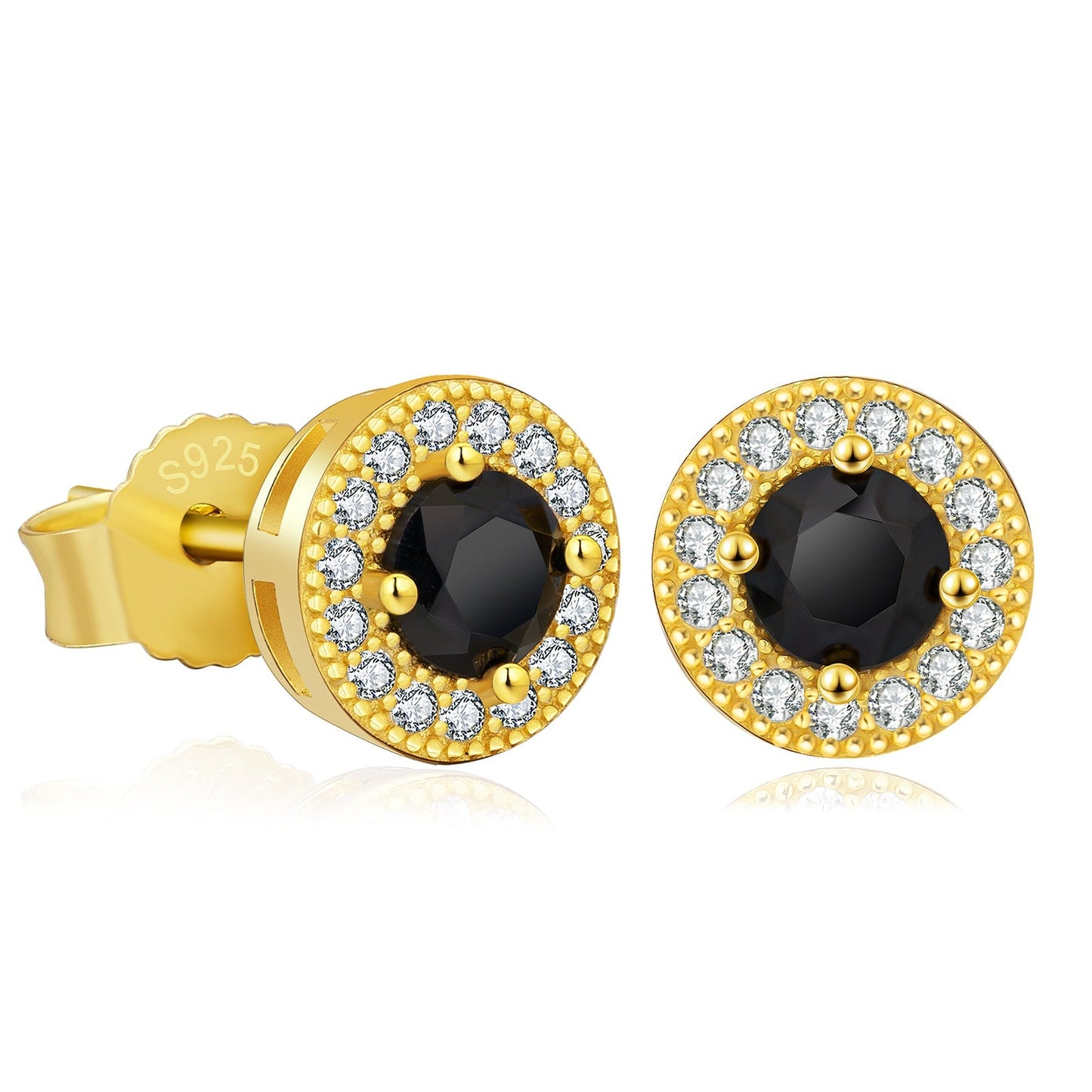 Wholesale Men's Earrings 7.5mm Black Round Iced Stud Earrings for Men