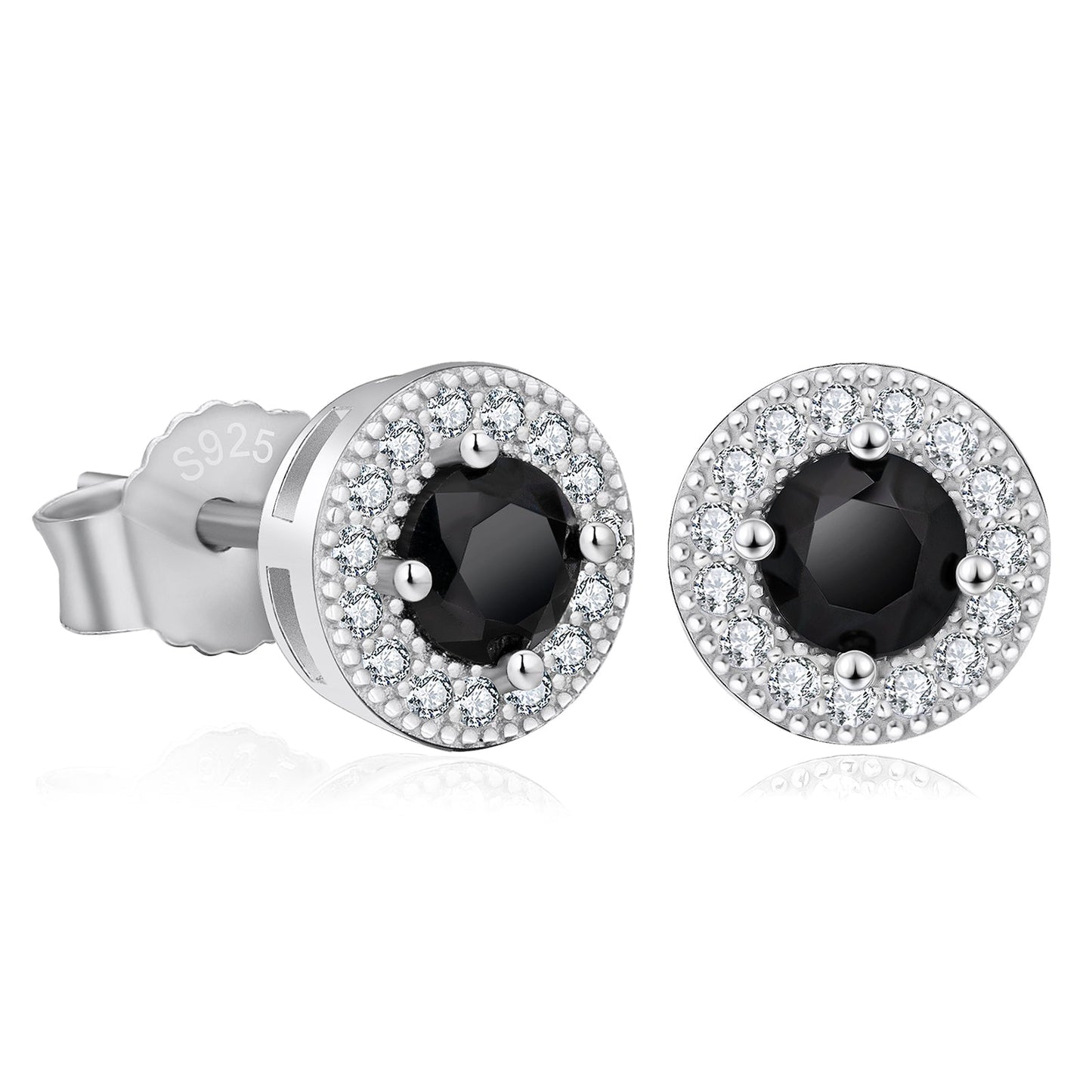 Wholesale Men's Earrings 7.5mm Black Round Iced Stud Earrings for Men