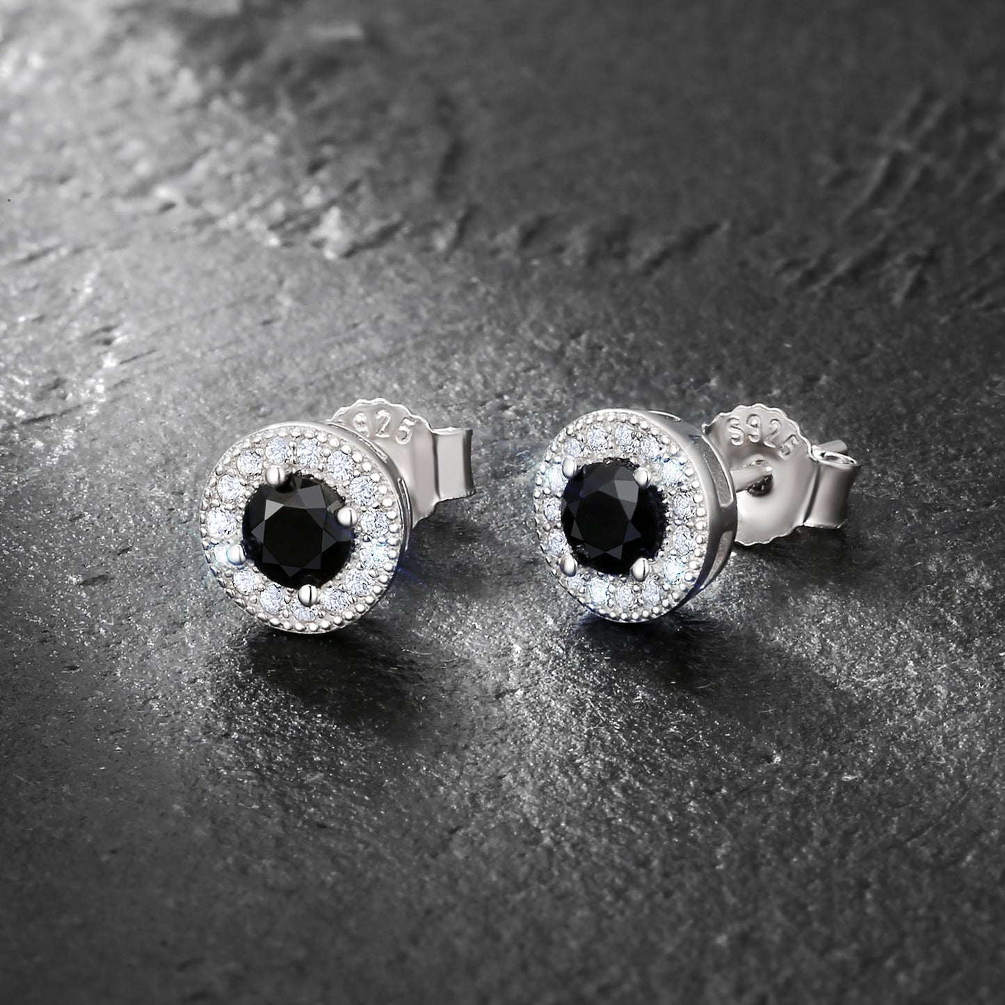 Wholesale Men's Earrings 7.5mm Black Round Iced Stud Earrings for Men