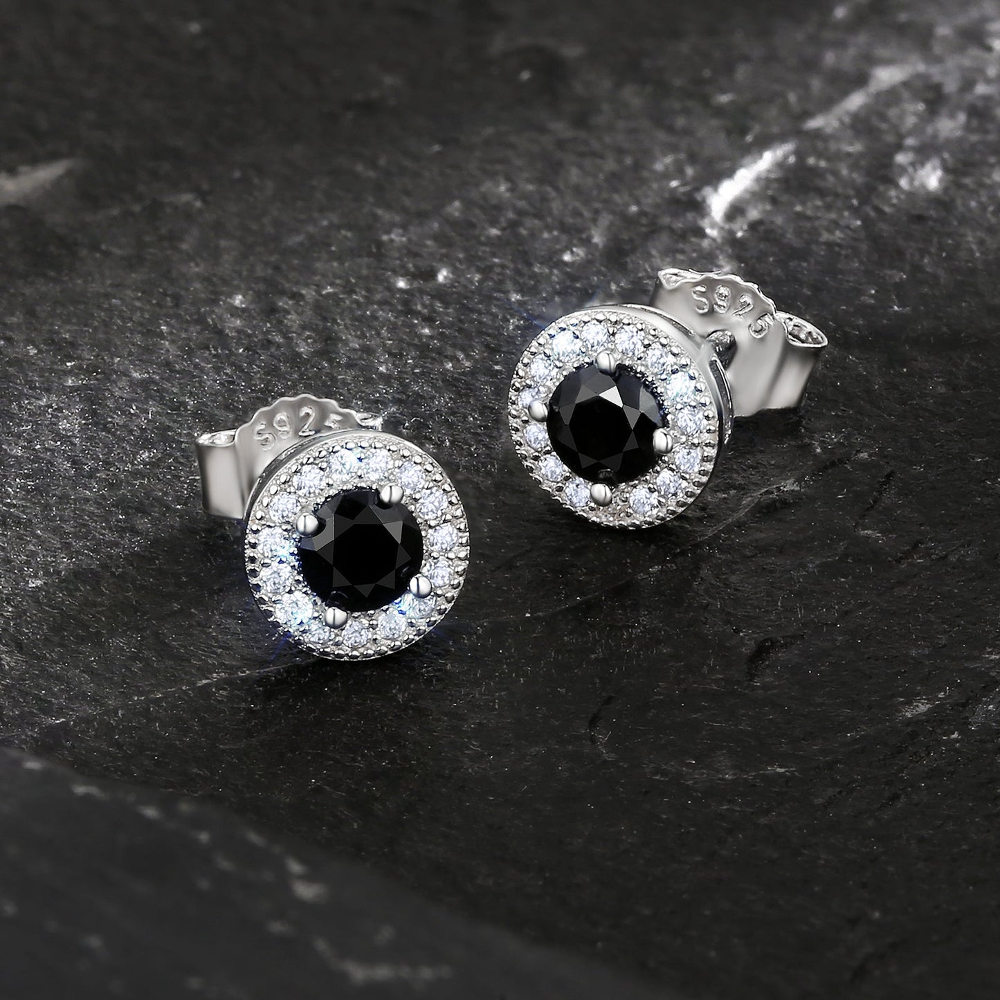 Wholesale Men's Earrings 7.5mm Black Round Iced Stud Earrings for Men