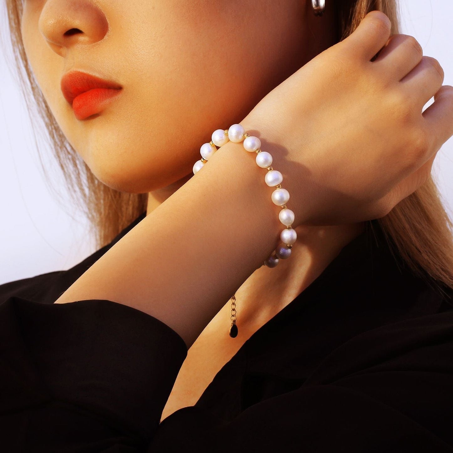 Wholesale Bracelet 8mm Freshwater Pearl Beaded Bracelet