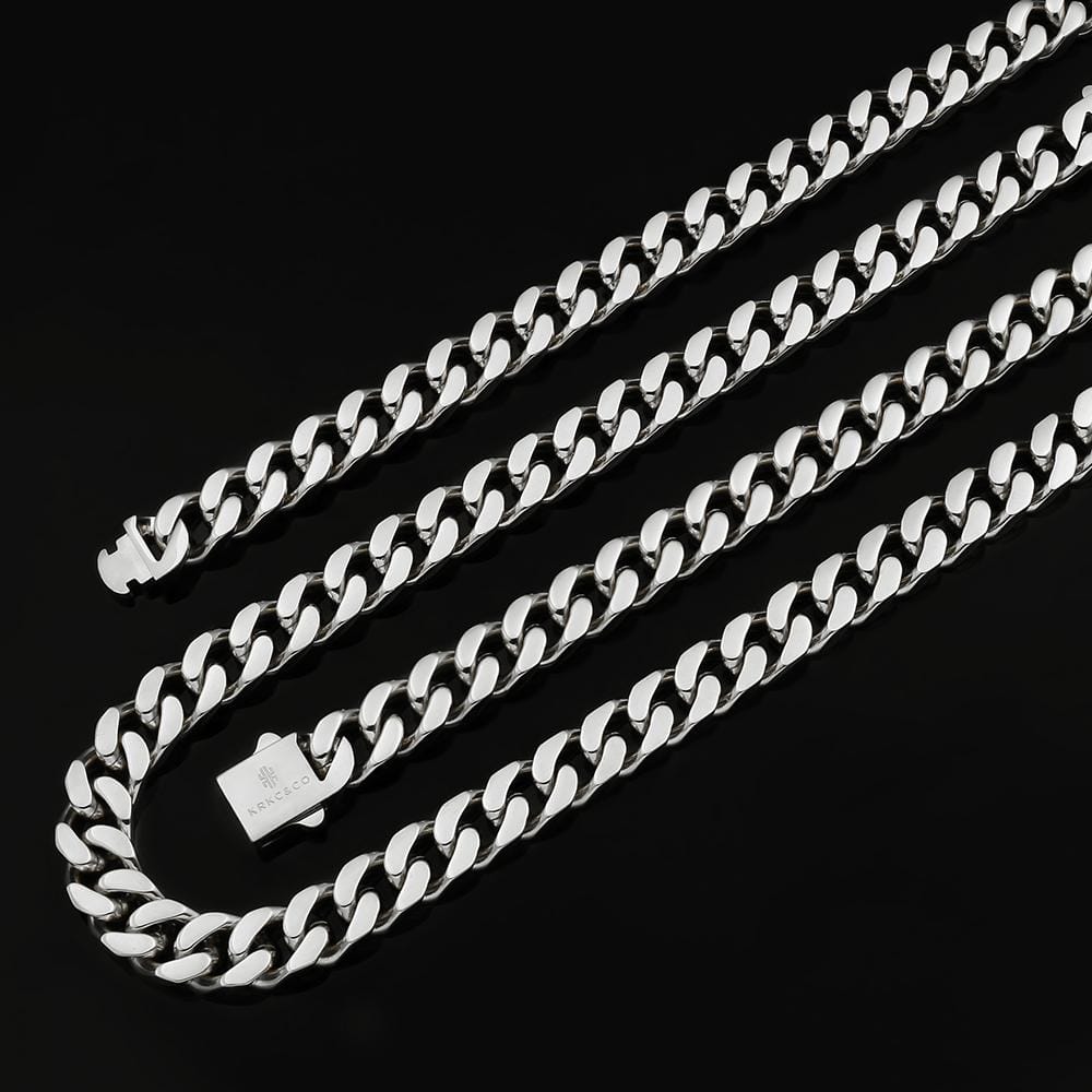 Wholesale 12mm Curb Cuban Chain Necklace with Hook Buckle Clasp in White Gold/18K Gold