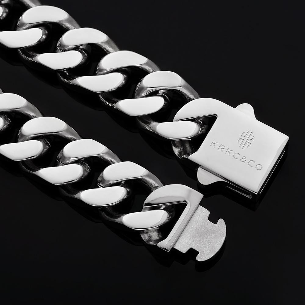 Wholesale 12mm Curb Cuban Chain Necklace with Hook Buckle Clasp in White Gold/18K Gold