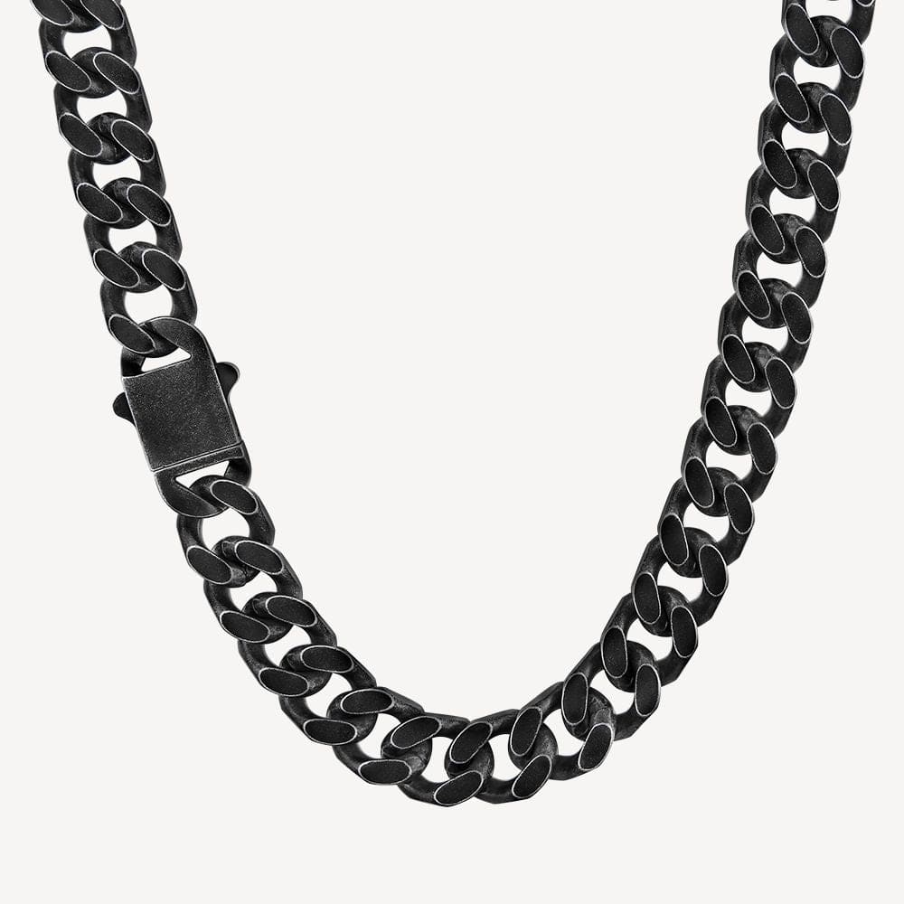 Wholesale 14mm Curb Chain Necklace with Hook Buckle Clasp in Black Gold