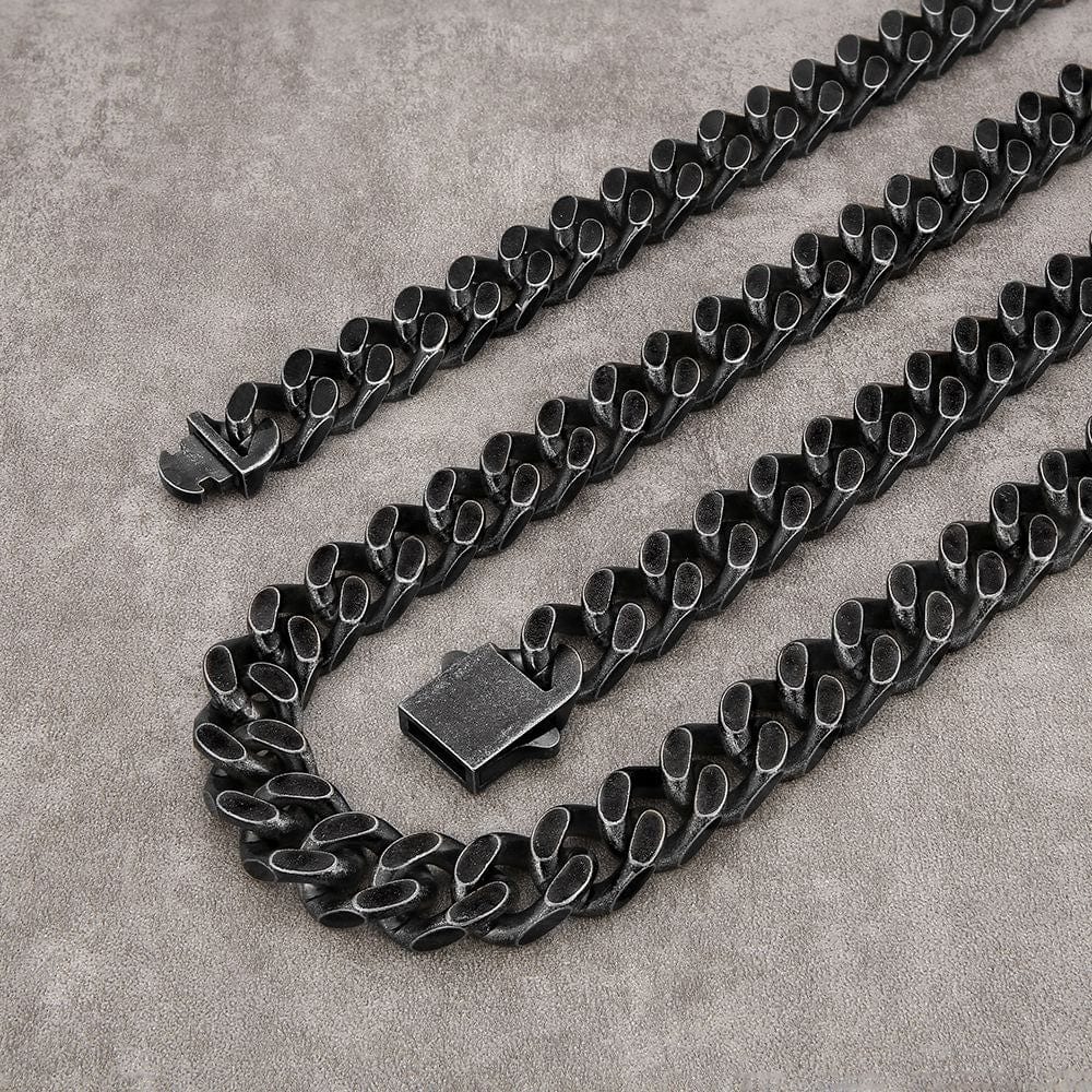 Wholesale 14mm Curb Chain Necklace with Hook Buckle Clasp in Black Gold