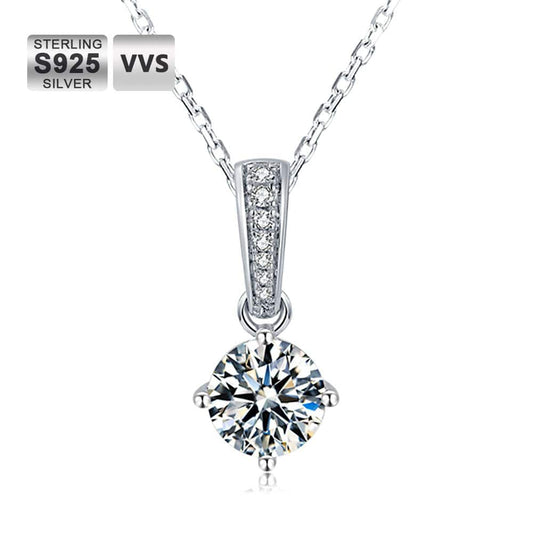 Wholesale Moissanite Pendant Necklace Custom Chain Round Solitaire Diamond 1 carat D Color Round Cut 925 Sterling Silver GRA Certificated Rhodium Plated for Women O02A