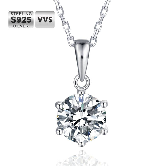 Wholesale Custom Moissanite Pendant Necklace Chain 1 carat D Color Round Cut 925 Sterling Silver GRA Certificated Rhodium Plated for Women O03A