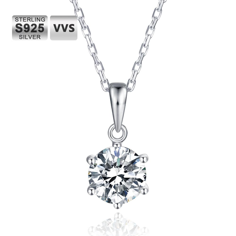 Wholesale Moissanite Brilliant Moissanite Pendant Necklace Custom Chain Round Solitaire Diamond 1 carat D Color Round Cut 925 Sterling Silver GRA Certificated Rhodium Plated for Women O01A