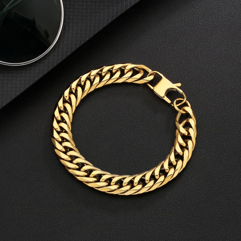 Wholesale Cuban Chains Men Miami Cuban Link Bracelet 6-Sided 10mm PVD Plated