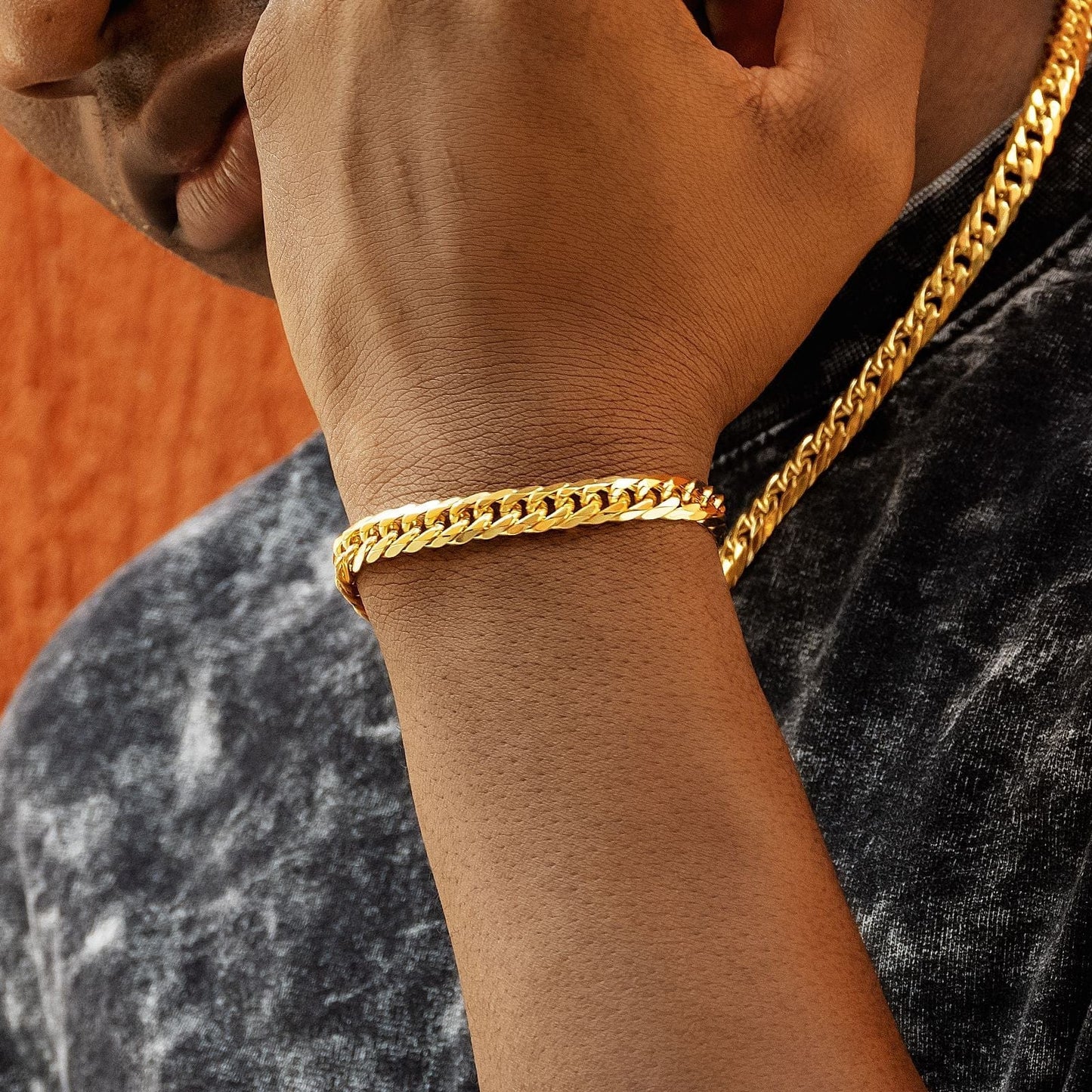 Wholesale Miami Cuban Link Bracelet 8mm 6-Sided Real Gold Plated