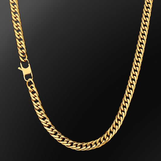 Wholesale Miami Cuban Link Chain 8mm Real Gold Plated 6-Sided