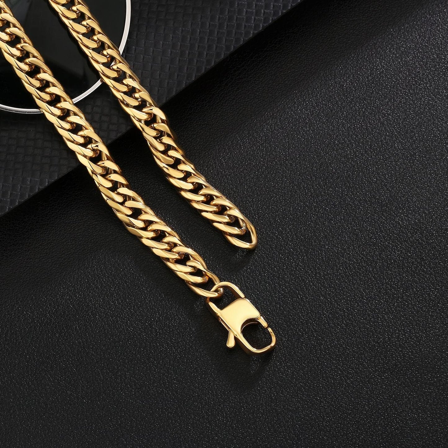 Wholesale Miami Cuban Link Chain 8mm Real Gold Plated 6-Sided