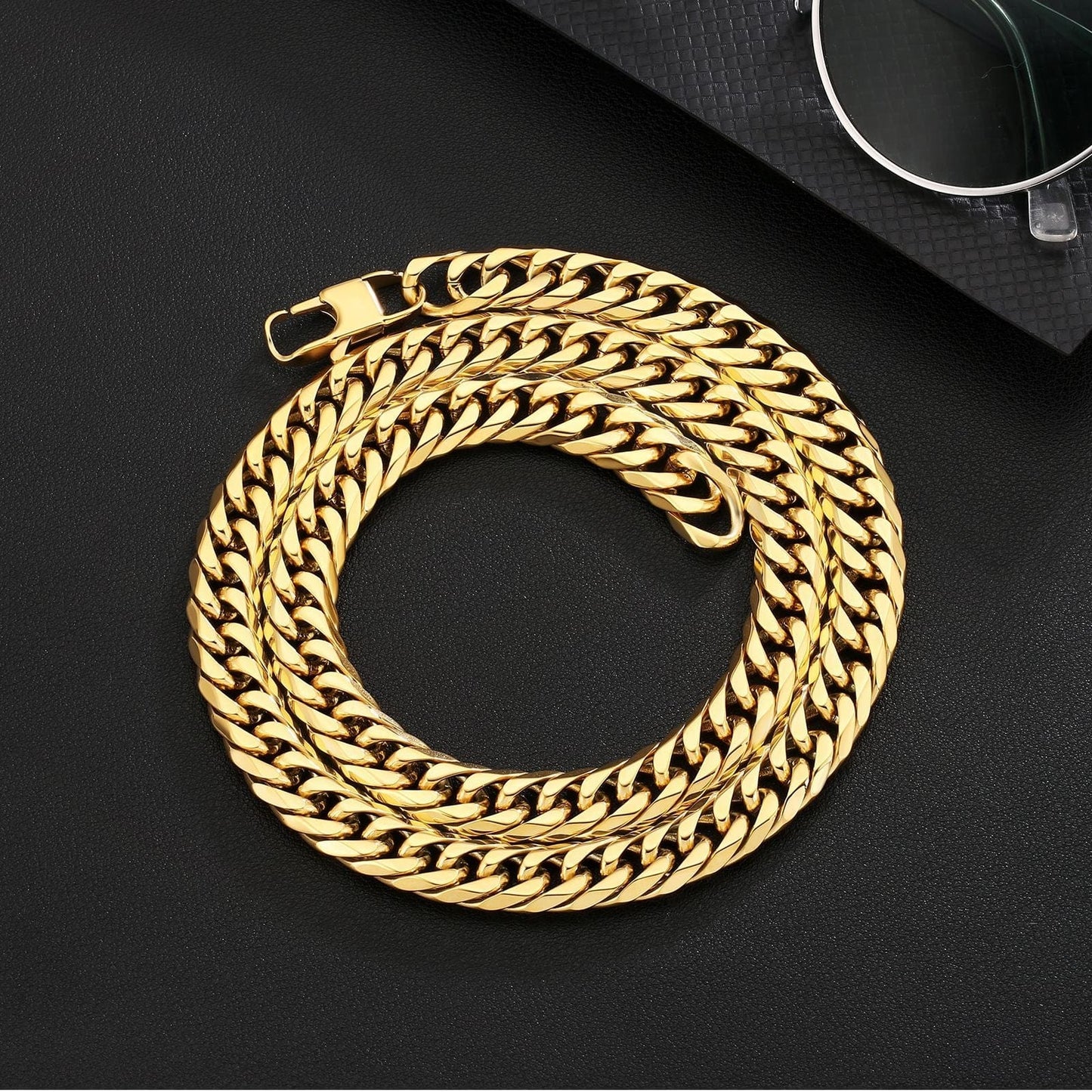 Wholesale Miami Cuban Link Chain 8mm Real Gold Plated 6-Sided