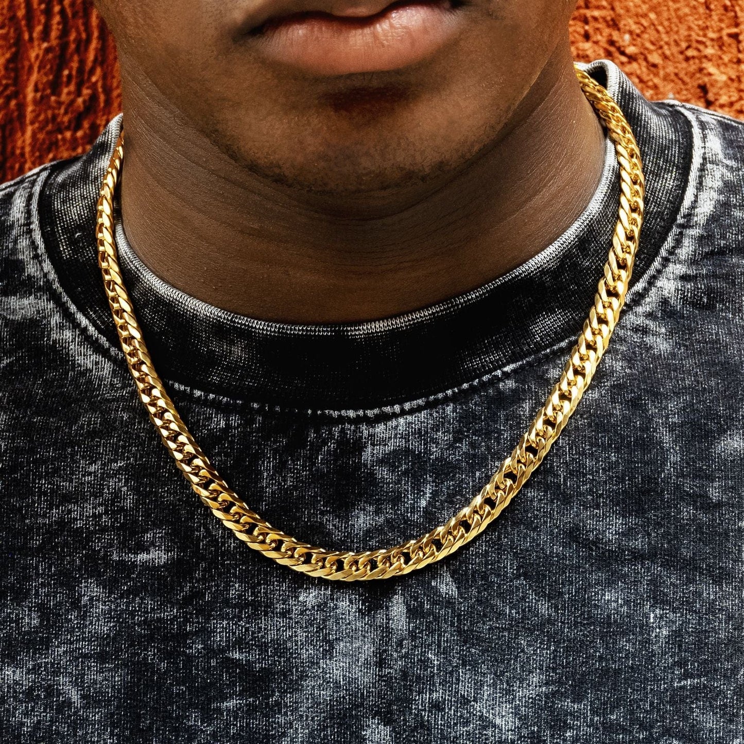 Wholesale Miami Cuban Link Chain 8mm Real Gold Plated 6-Sided