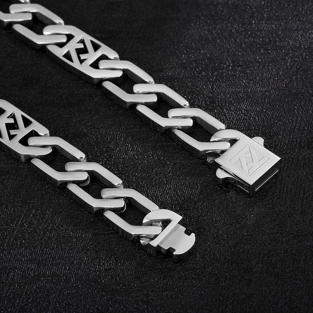 Wholesale Square Figaro Chain 12mm in 18K Gold/White Gold/Black Gold