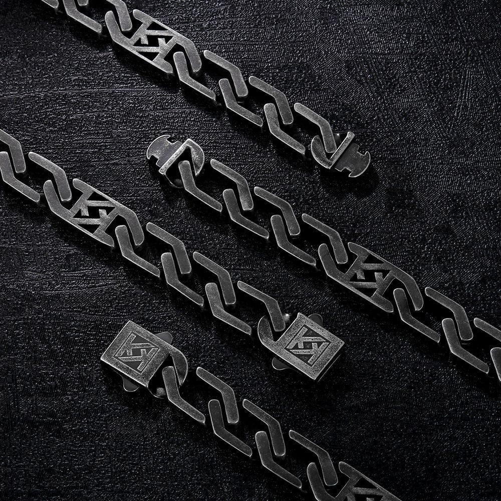 Wholesale Square Figaro Chain 12mm in 18K Gold/White Gold/Black Gold