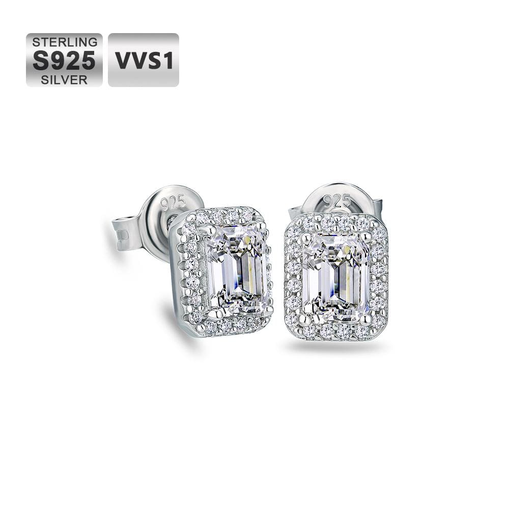 Wholesale Earrings 0.5 Carats VVS1 Baguette Cut Moissanite Stud Earrings